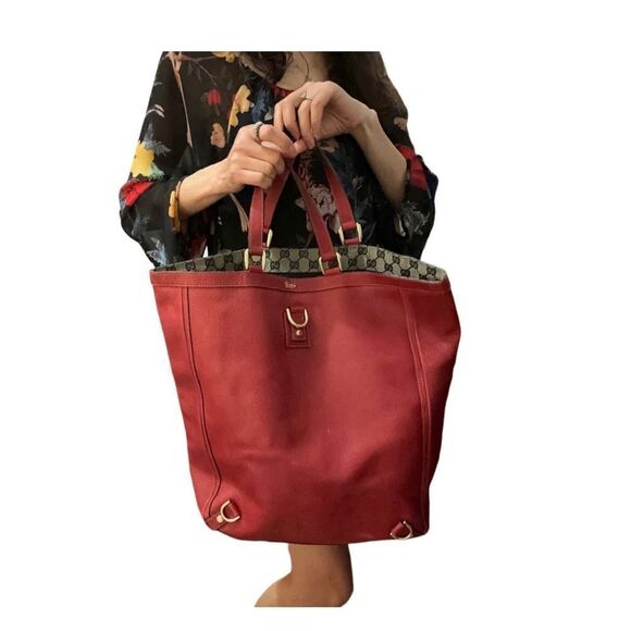 Gucci dark red d-ring large Abbey tote bag - Picture 2 of 16